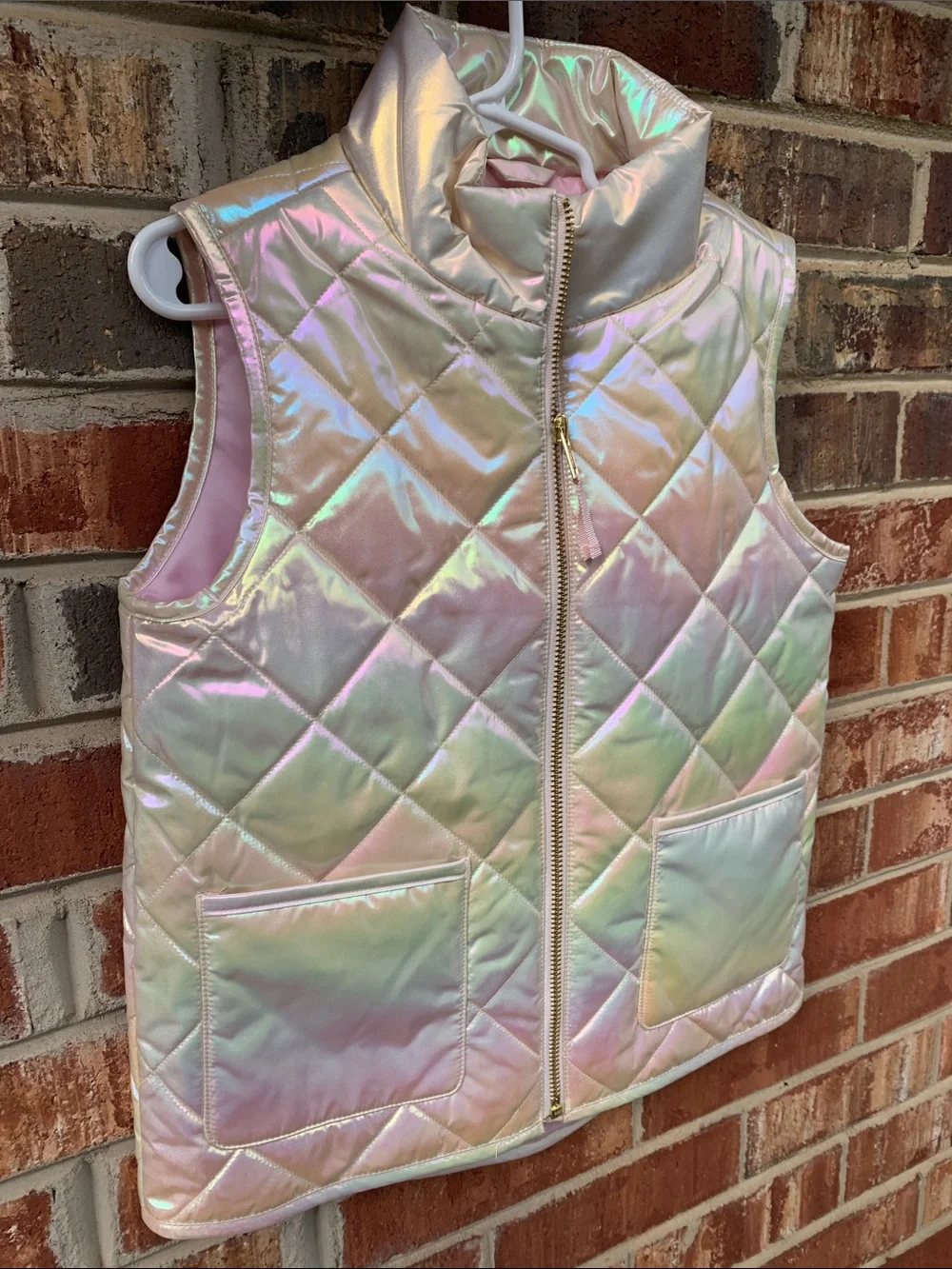 Crewcuts Iridescent Quilted Puffer Vest - Shimmer Pink